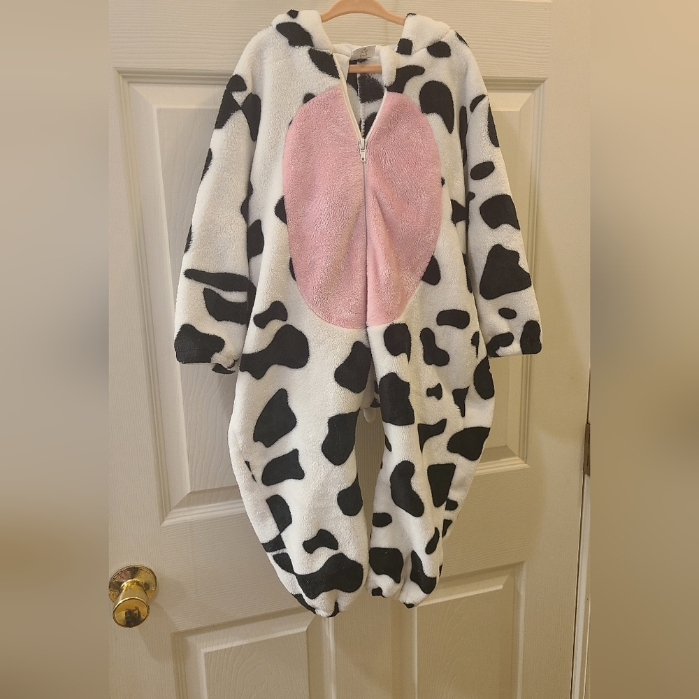 Kids Cozy Cow Print Pajama Onesie